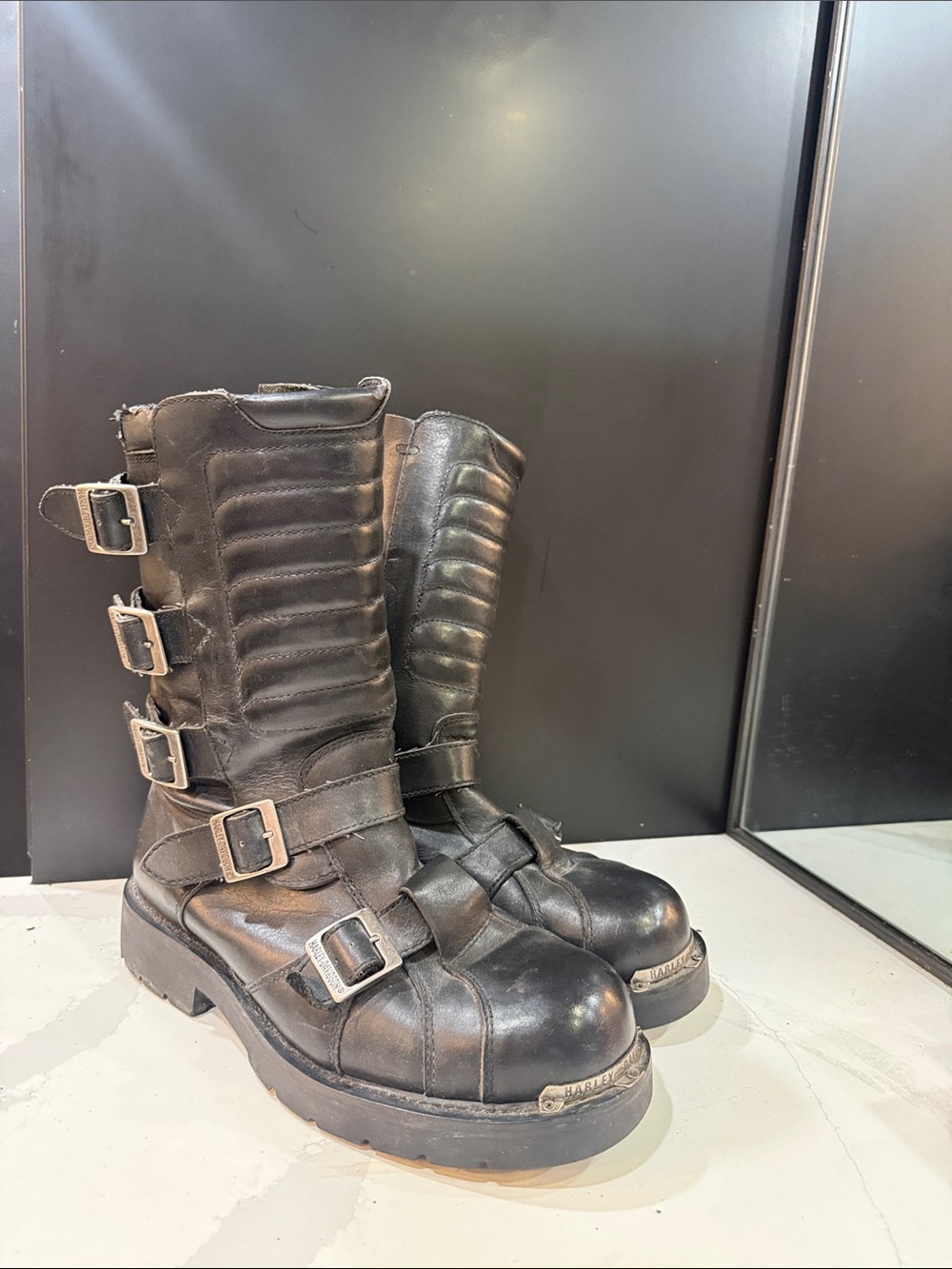 Harley-Davidson Black Men's Buckle Mid-Calf Combat Boots